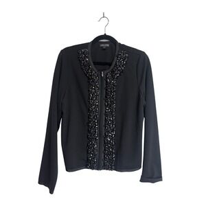 Women's Black Pamela Dennis Private Client Beaded Black Cardigan, Women's Size L